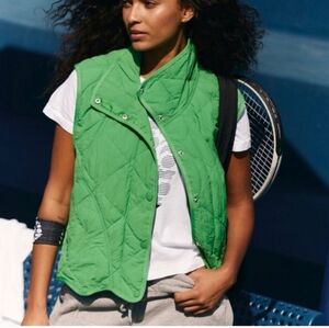Free People FP Movement Quinn Green Quilted Puffer Vest Medium Down Alternative